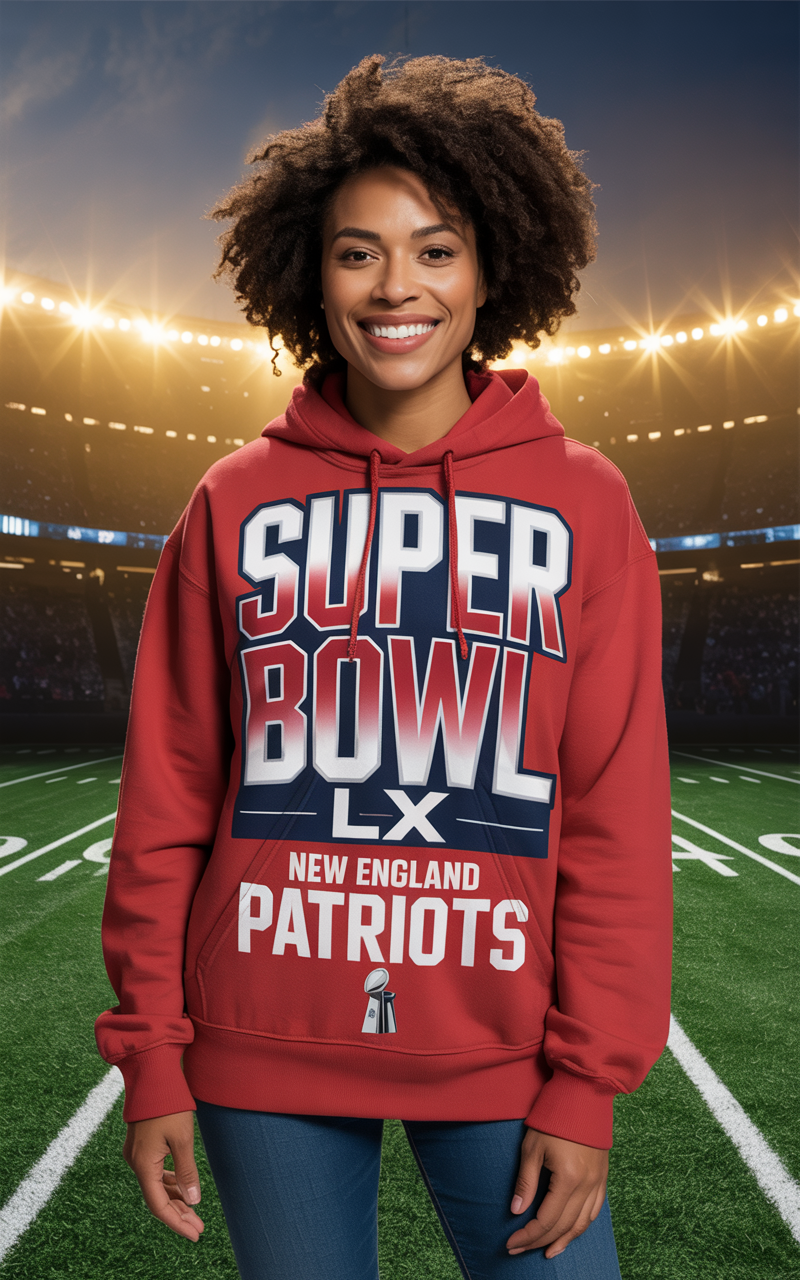 New England Patriots Super Bowl Hoodie Red #3