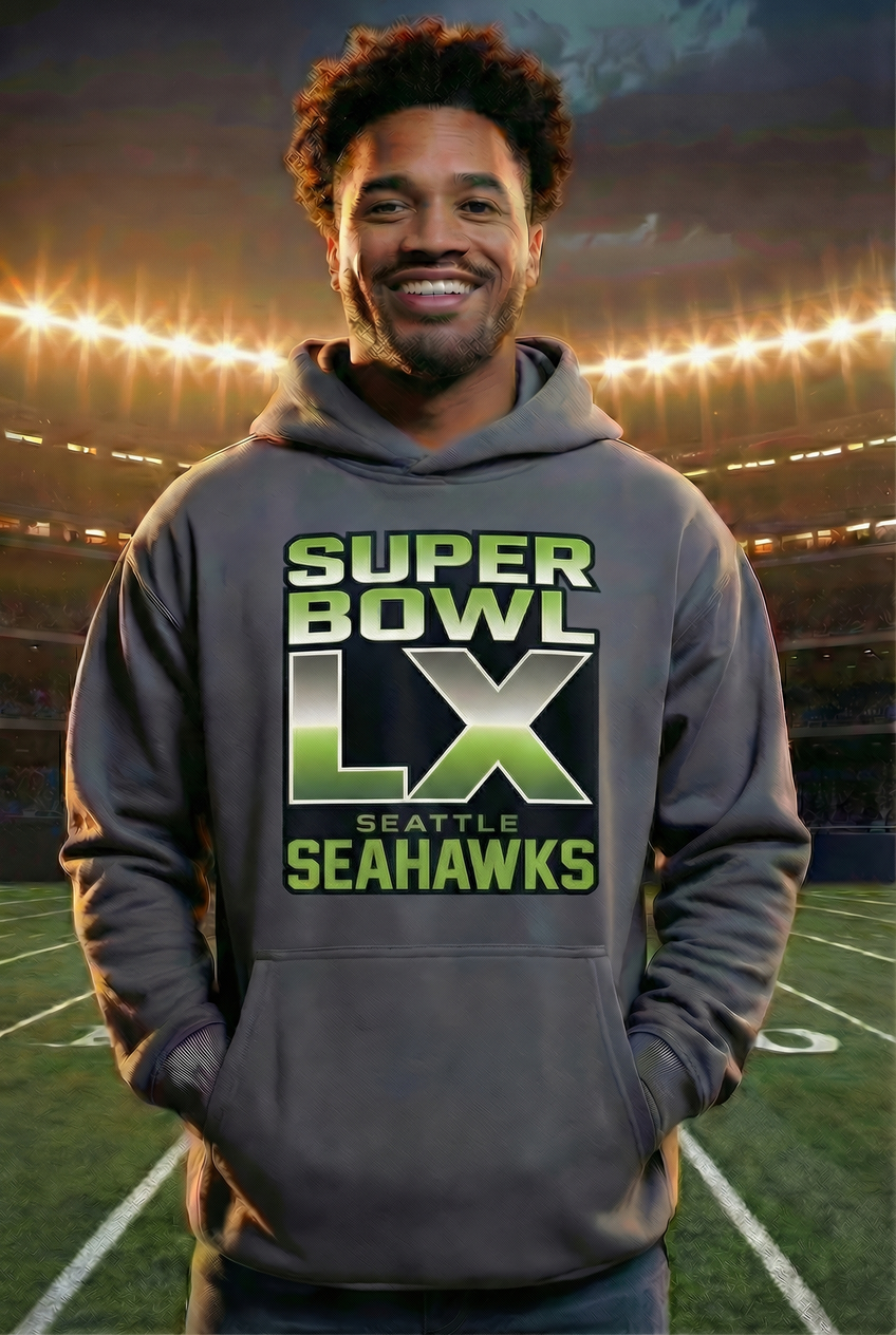 Seattle Seahawks Super Bowl LX Gray Hoodie