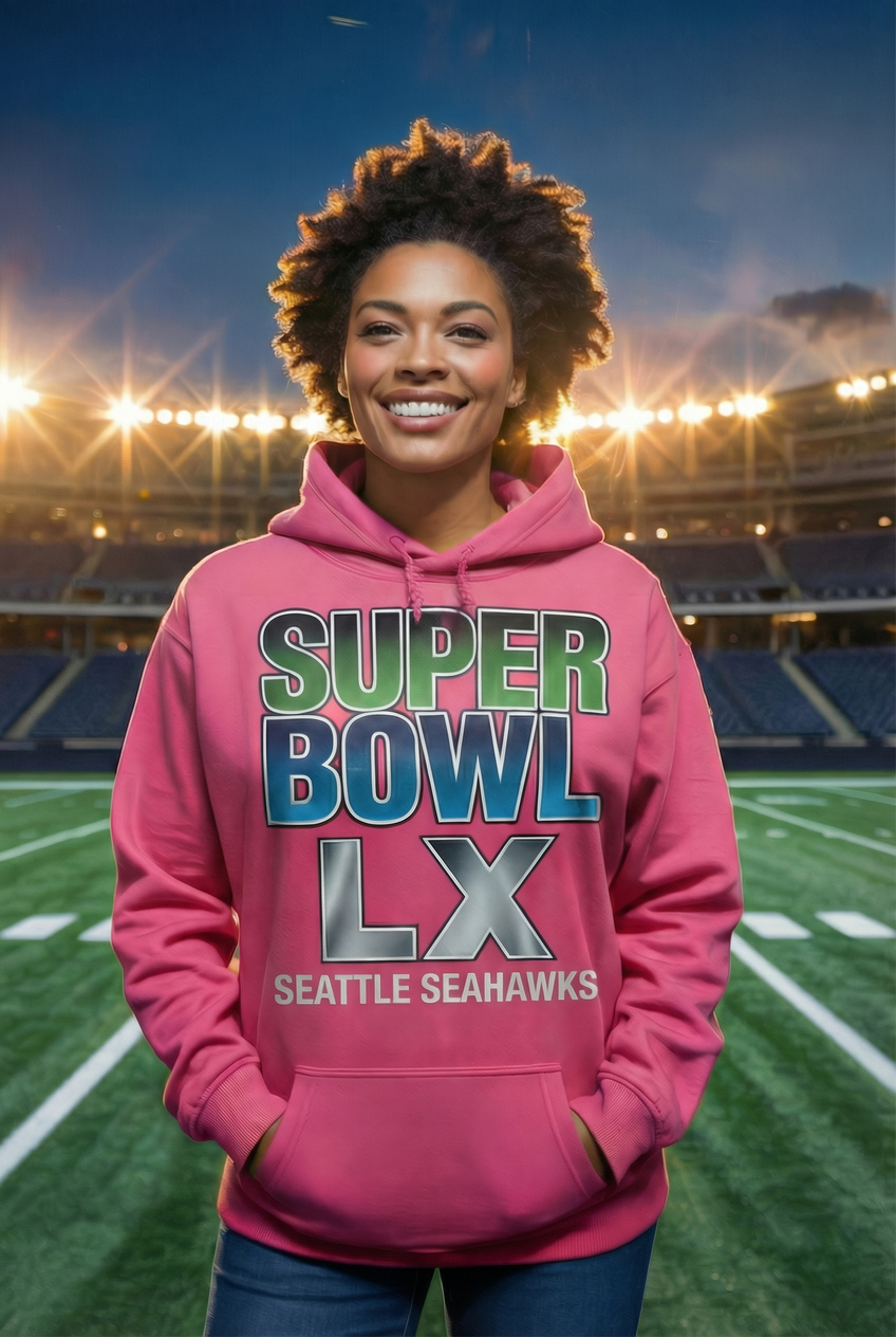 Pink Super Bowl LX Champions Hoodie – Seattle Seahawks Fan Edition