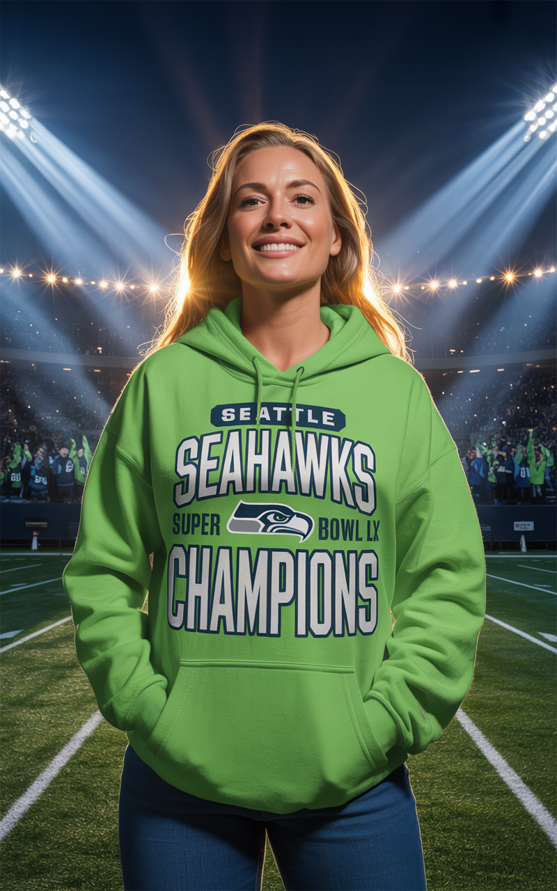 Seattle Seahawks Super Bowl LX Champions Green Hoodie