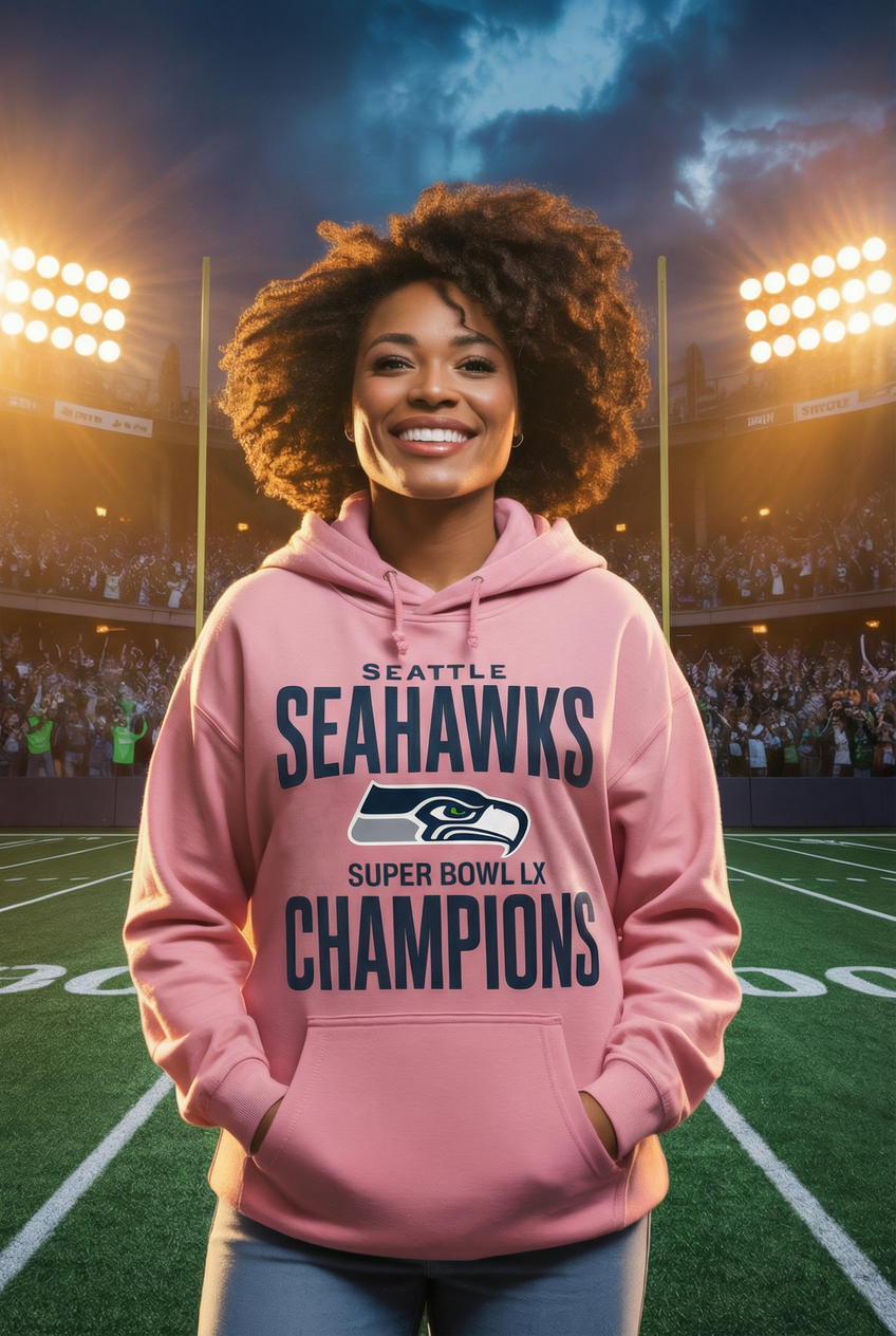 Pink Seahawks Super Bowl LX Champions Hoodie – Fan Edition